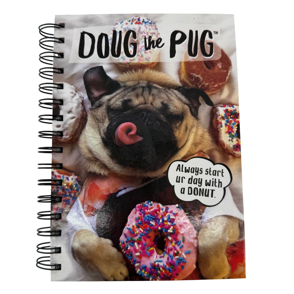 Doug the Pug Spiral Notebook Donut Pug Life Lined Journal Inkology 500158 8x6‎
